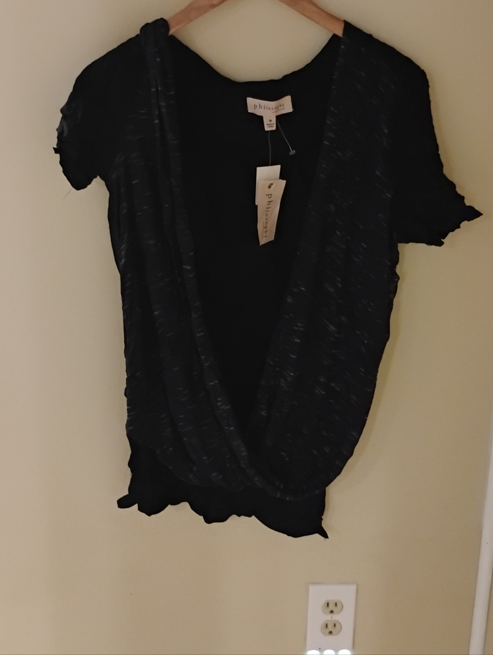 NWT Philosophy Republic Deep V Faux Wrap Tee Shirt Sz M